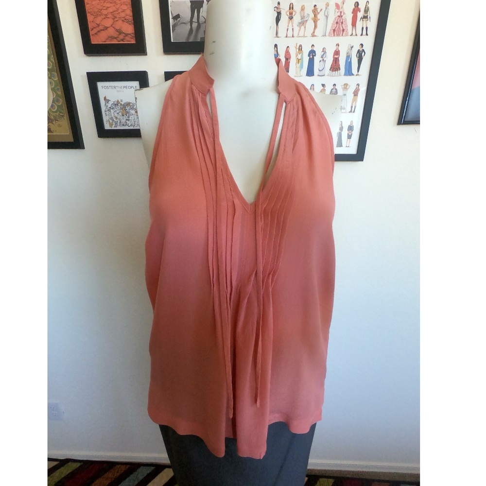 F21 Pink Pin Tuck Pleat Blouse Real Silk S